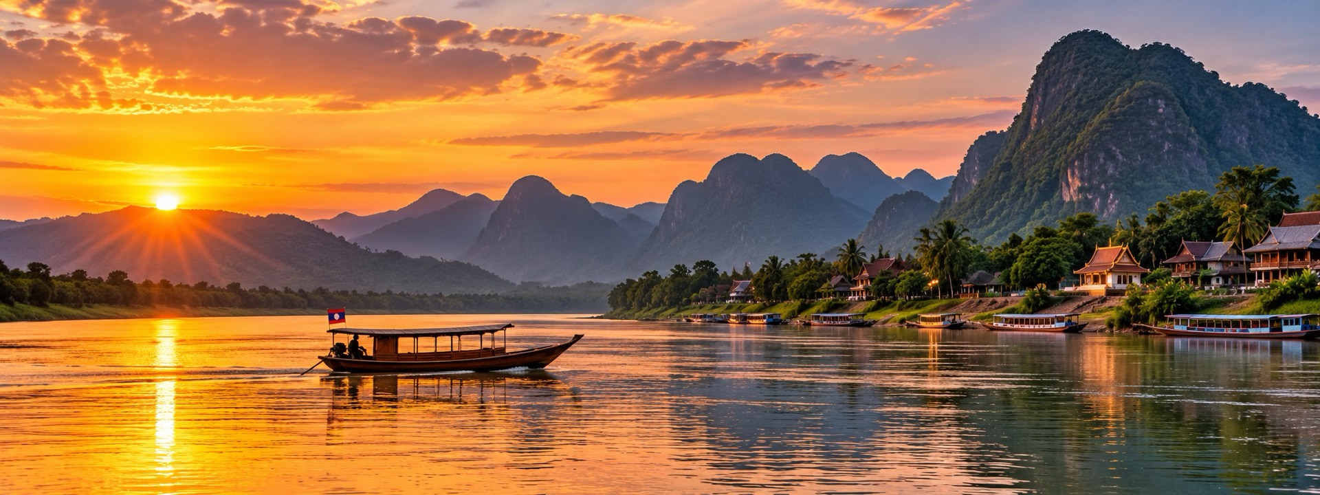 แม่น้ำโขงและภูเขาในประเทศลาว
